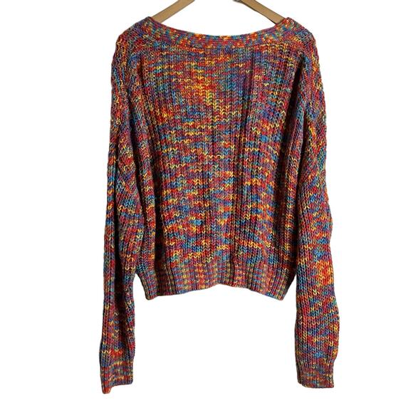 Line + Dot Bonnie Multicolor Rainbow Knit Button Front Cardigan Sweater Size M - Picture 9 of 12